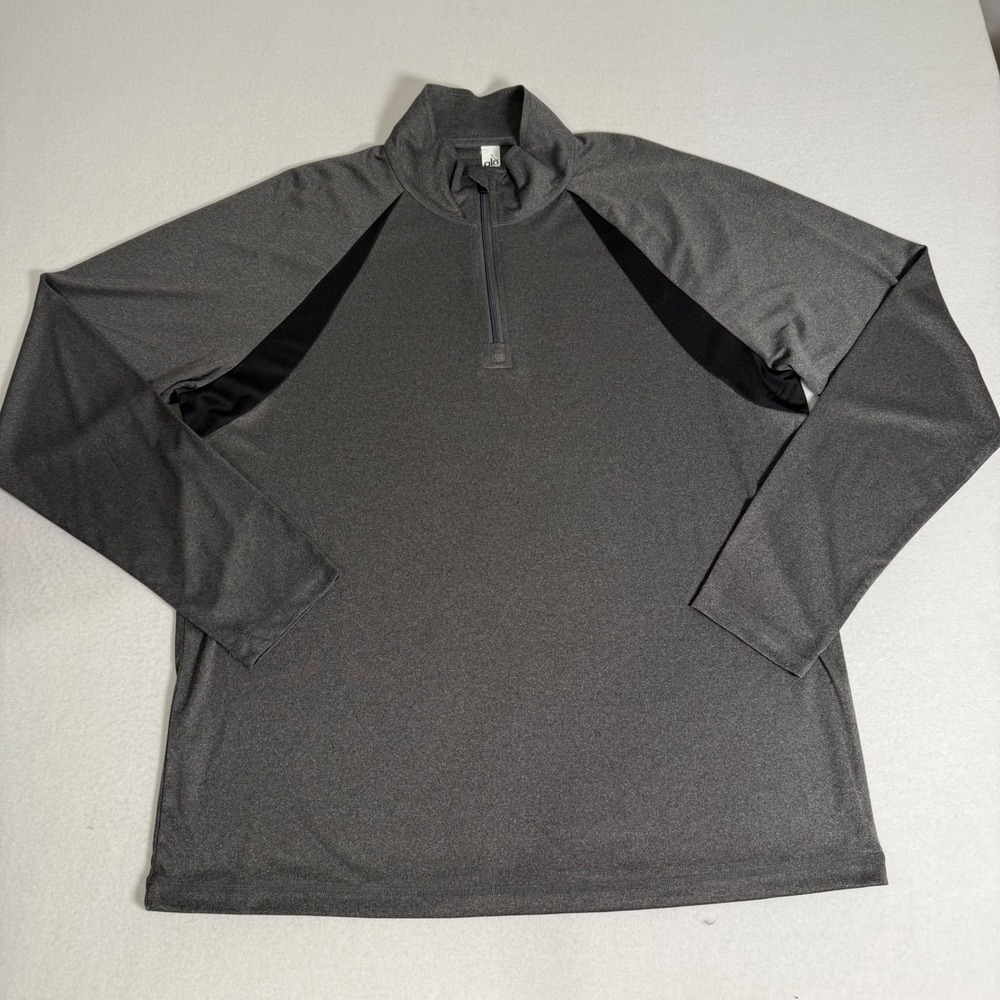 Alo Long Sleeve Half Zip Pullover Athletic Shirt Men's XL Gray Performance Sport